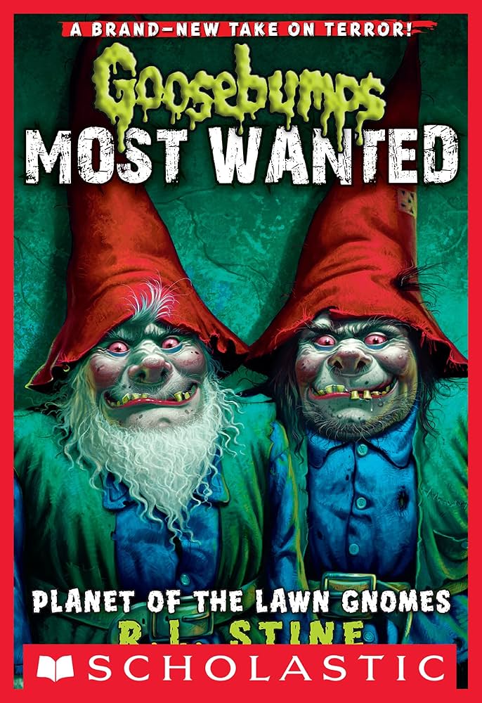 Cover page of Goosebumps Planet of the Lawn Gnomes